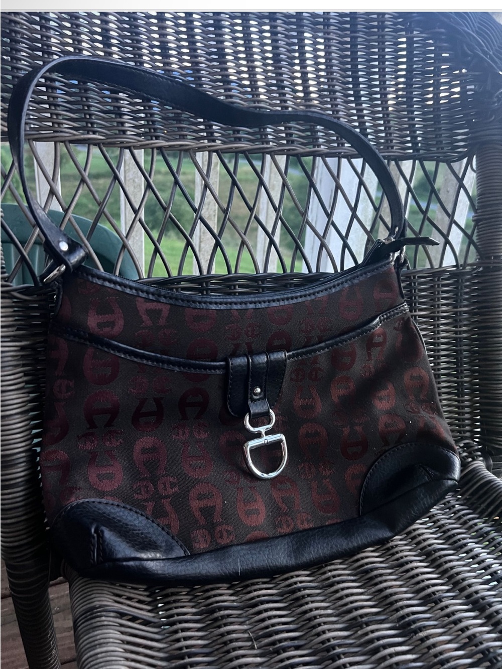 Etienne Aigner Brown and Black Signature Shoulder Bag